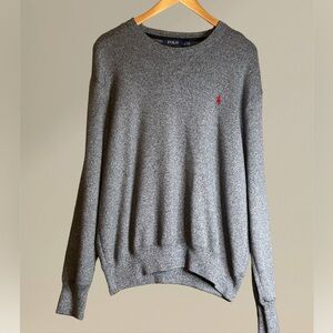 Polo Ralph Lauren Men's Sweater Pima Cotton Knit V-Neck Long Sleeve Gray Sz L